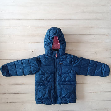 Parka H M Talla 6-7 Azul Lunares. Acolchada. Gorro desmontable