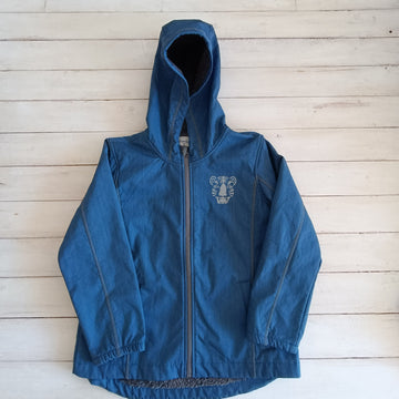 Parka Zebralino Talla 8 Azul. Tigre reflectante en el pecho.