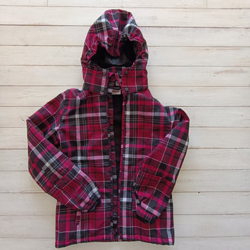 Parka Yigga Talla 14 Cuadriculado fucsia.