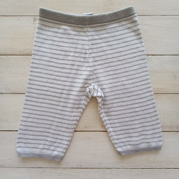 Pantalón Janie and Jack  3-6M. Blanco con rayas grises. Lanilla delgada