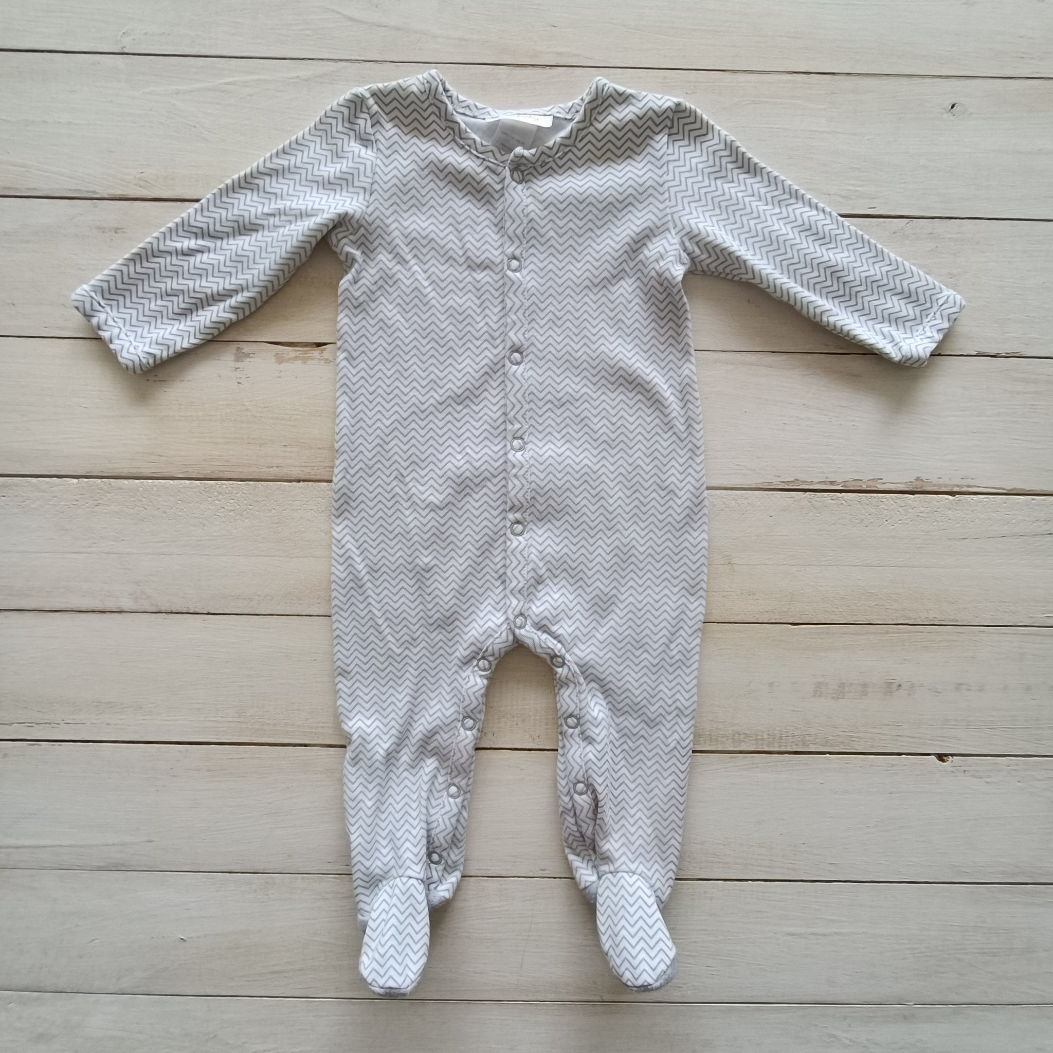 Enterito Bloomer´s 6M Blanco con rayas grises en zig-zag