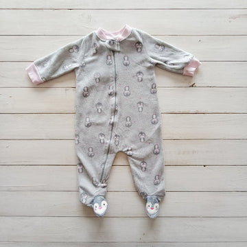 Osito Bon Bebé Talla 3-6M Gris Pingüinos