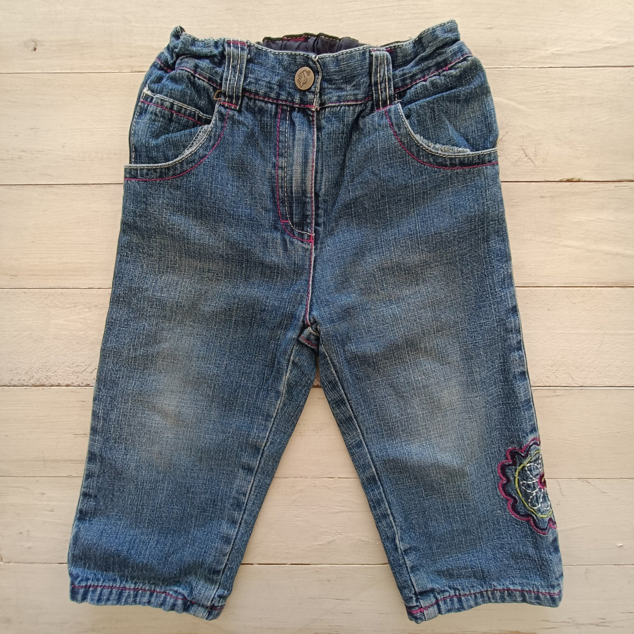 Jeans Topolino Talla 12-18M Mezclilla Flor
