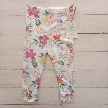 NUEVO Pantalón Cloud Island Talla 12M Blanco Flores