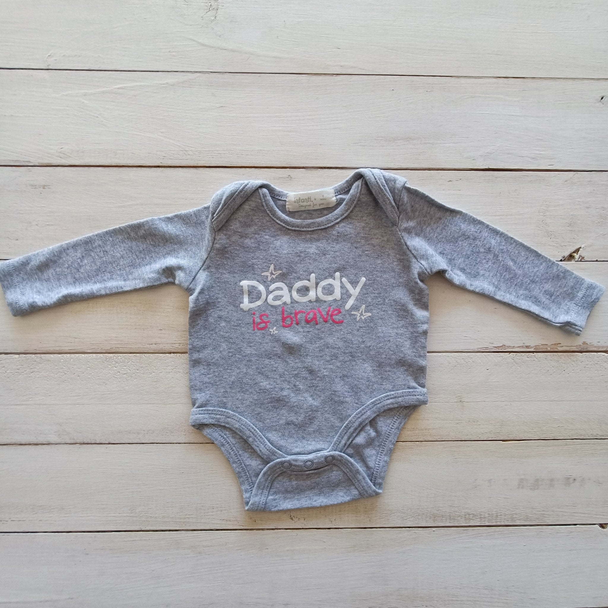 Body Infanti 0-3M Gris Daddy is brave