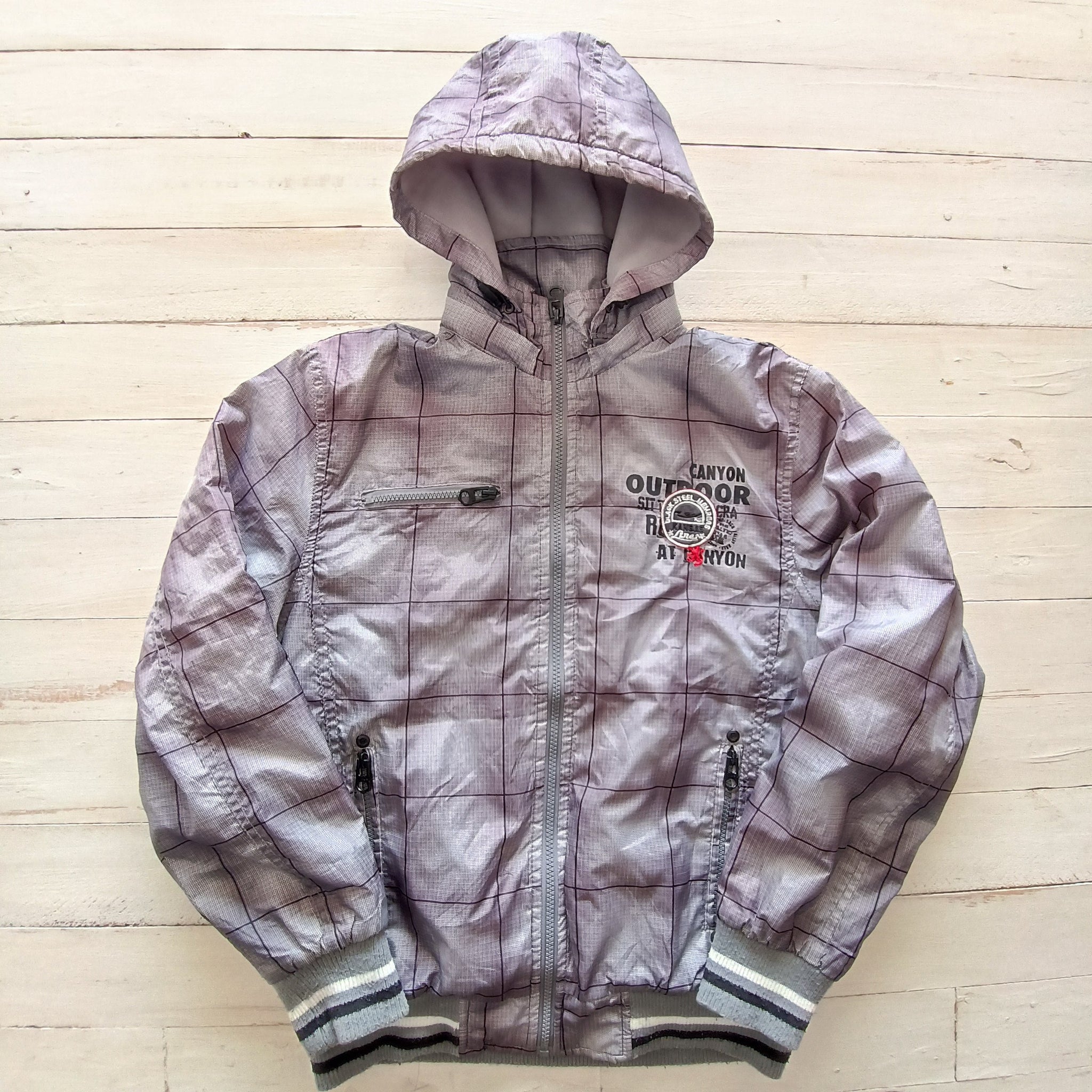 Parka H&S Fashion T16 Gris cuadriculada.