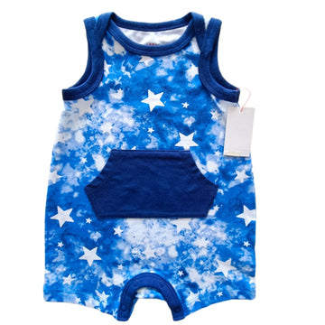 NUEVO Enterito Cat & Jack 0-3M Tie Dye azul con estrellas blancas.