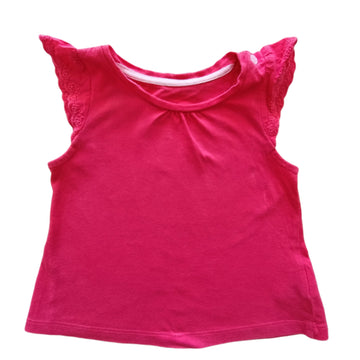 Polera  6-9M Sandía. Broderia en mangas.