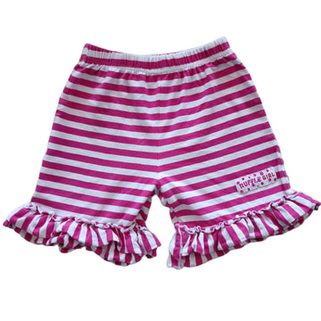 Short Ruffle Girl  Talla 8 Rayado fucsia y blanco.