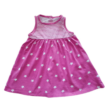 Vestido Tribu Talla 18M Rayas Rosado con estrellas blancas.