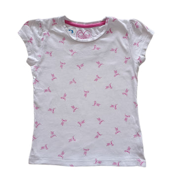 Polera HMC Talla 3 Blanca. Colibríes rosados.