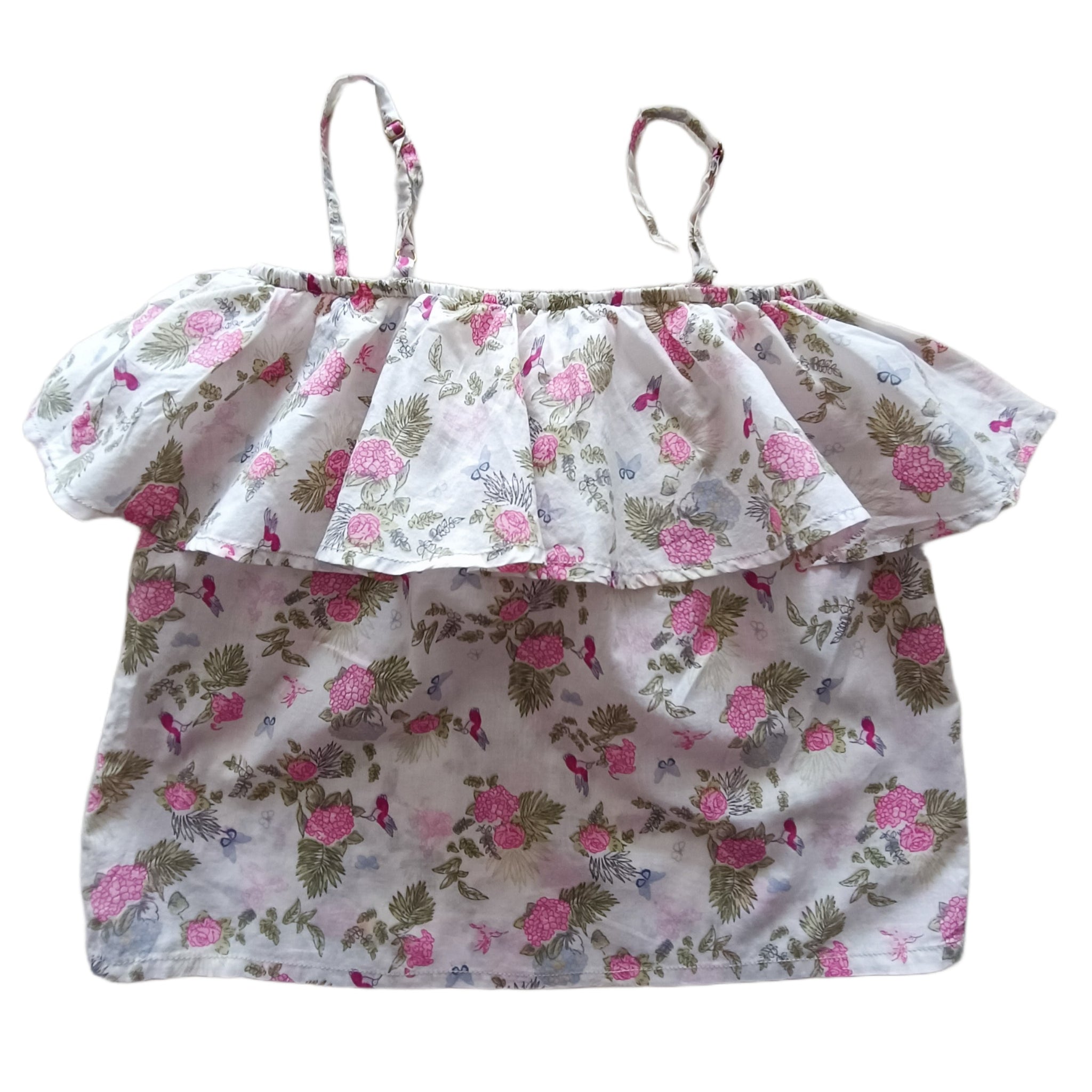 NUEVA Blusa Peek Talla 4-5 Floreada con vuelos.