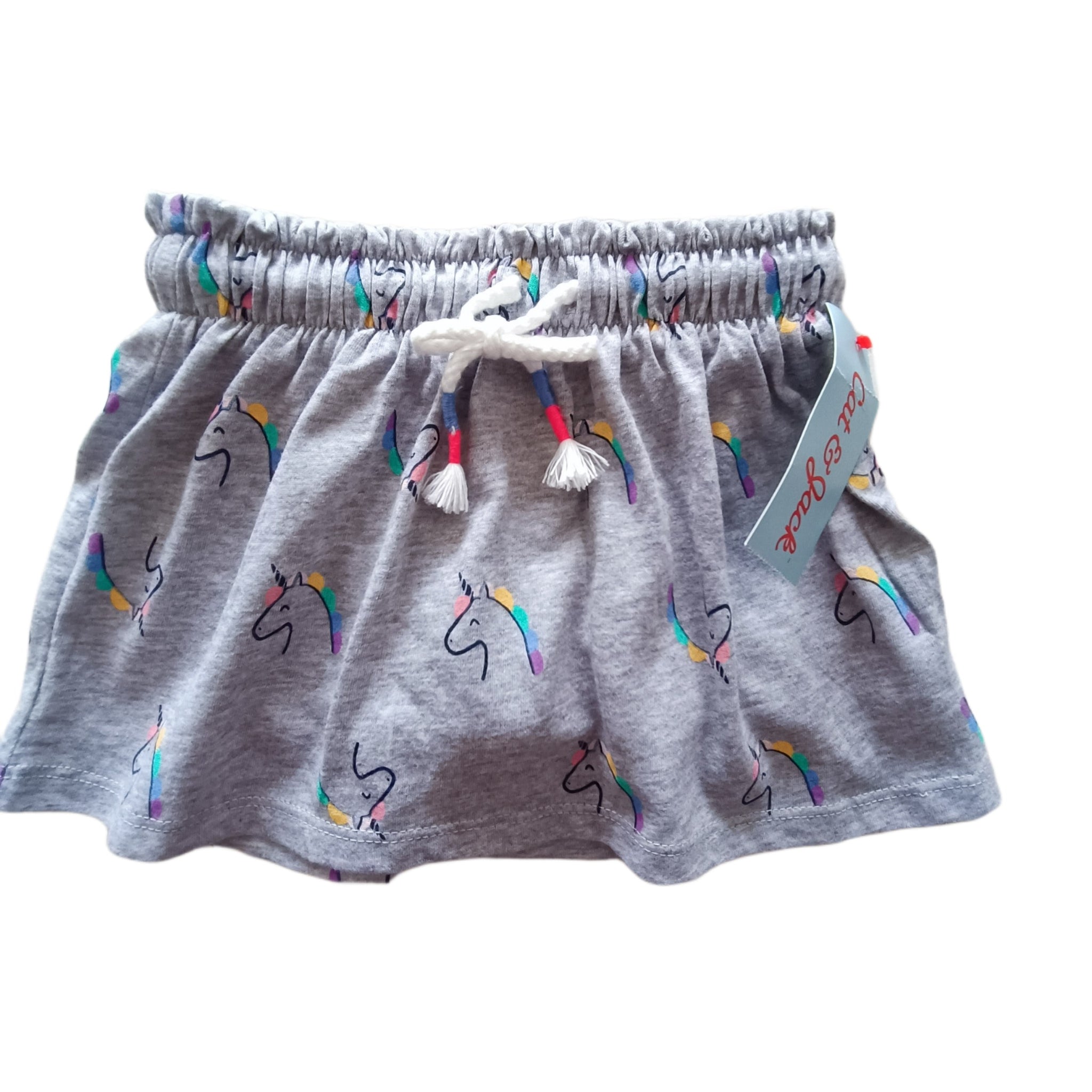 NUEVA Falda Cat & Jack Talla 2 Gris con Unicornios.