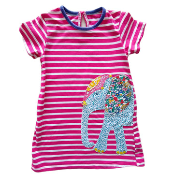 Vestido Talla 4 Fucsia con rayas. Elefante.