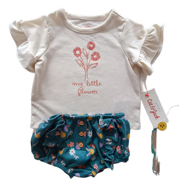 NUEVA Polera Cat & Jack Talla 3-6M Beige con Flores.