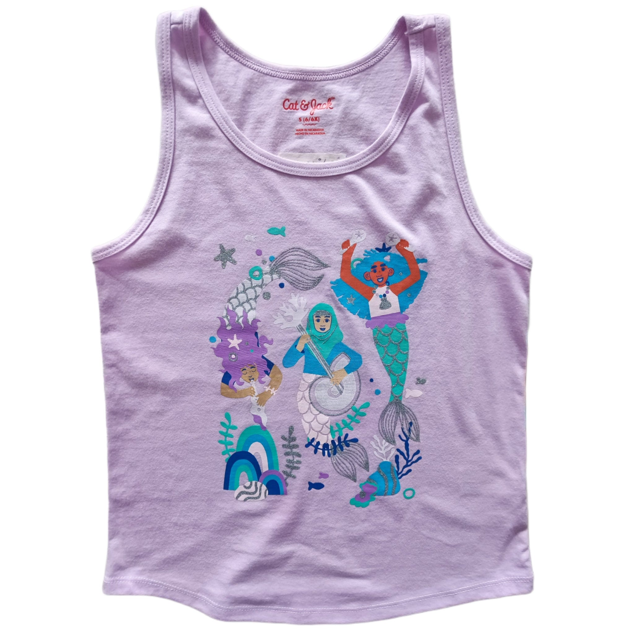 NUEVA Polera Cat & Jack Talla 6-7 Lila. Sirenas.