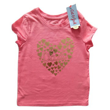 NUEVA Polera Cat & Jack T5 Naranja. Corazones dorados.