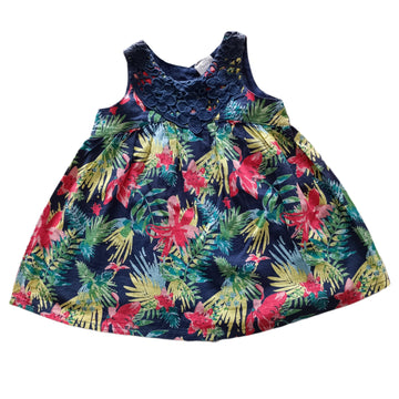 Vestido Colloky Talla 3-6M Azul floreado.