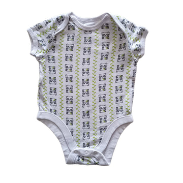 Body Old Navy Baby 0-3M Blanco. Pandas y hojas verdes.