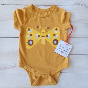 NUEVO Body Christian Robinson Niño 3-6M Amarillo Mariposa