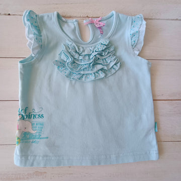 Polera Pillín Niña 9M Celeste. Vuelos.