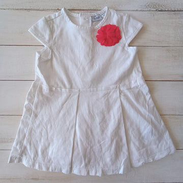 Vestido Blue Kids 9-12M Blanco con Rosa Roja